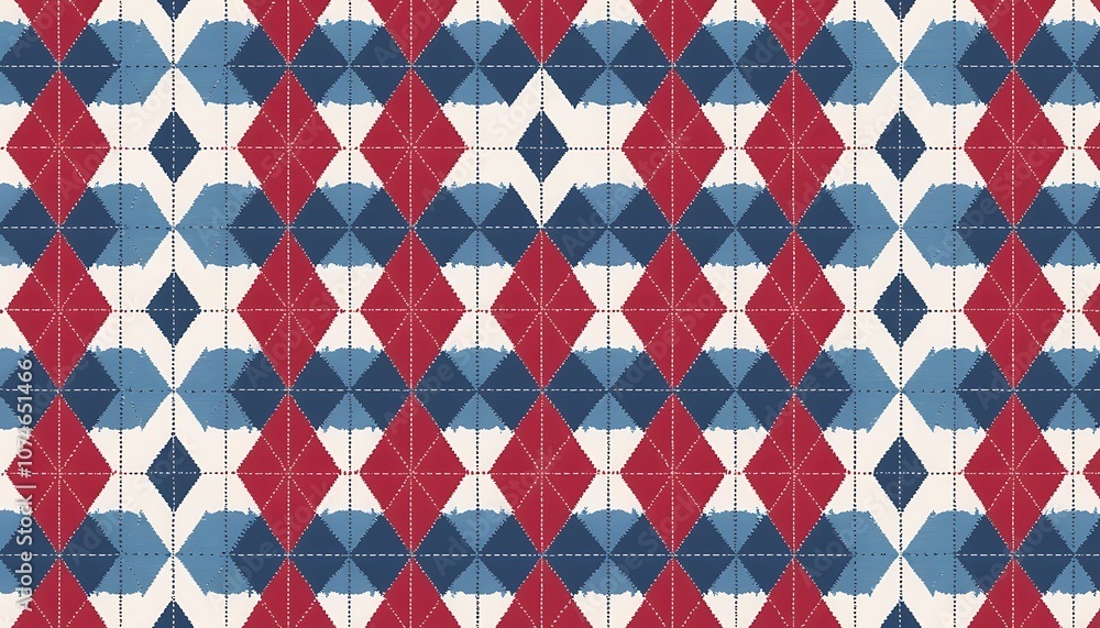 Aufkleber red blue diamond pattern textile background. a seamless repeating pattern of red and blue diamond sh