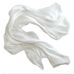 White flowing fabric isolated on transparent background