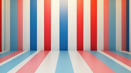Vibrant striped backdrop featuring red, white, and blue colors, creating a lively and cheerful atmosphere.