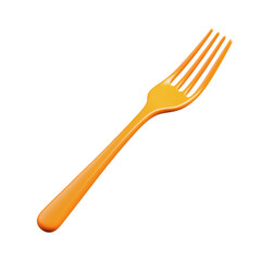 Vibrant Orange Plastic Fork on White Background