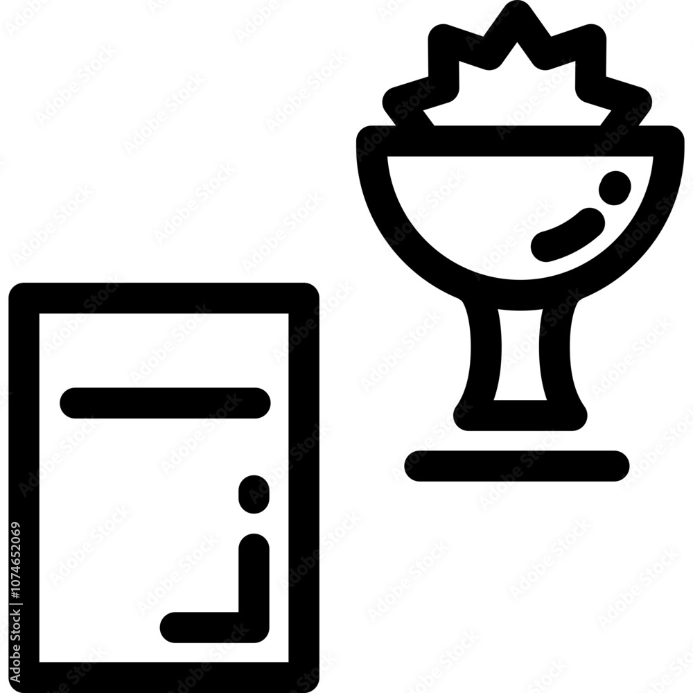 Aufkleber A simple outline showing a container filled with something on one side and a small bowl overflowing with content on the other side