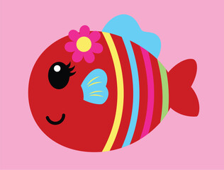 Adorable fish vector illustration swimming in a playful, vibrant design.
