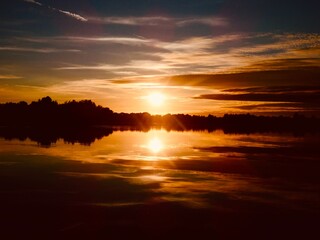 sunset over the river
