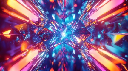 A mesmerizing abstract pattern of vibrant crystals reflecting colorful light, creating a stunning visual effect.