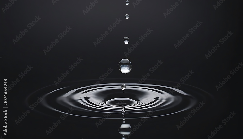 Poster water drop falling into still surface.
