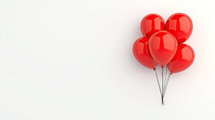 A cheerful display of vibrant red balloons gracefully framing a bright white backdrop, perfect for celebrations or special occasions