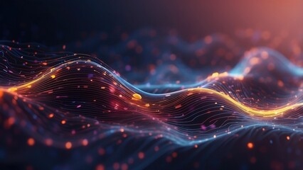 gravity wave and banner design template concept for quantum computing technology. artificial intelligence using deep learning. Visualization of big data algorithms for research,