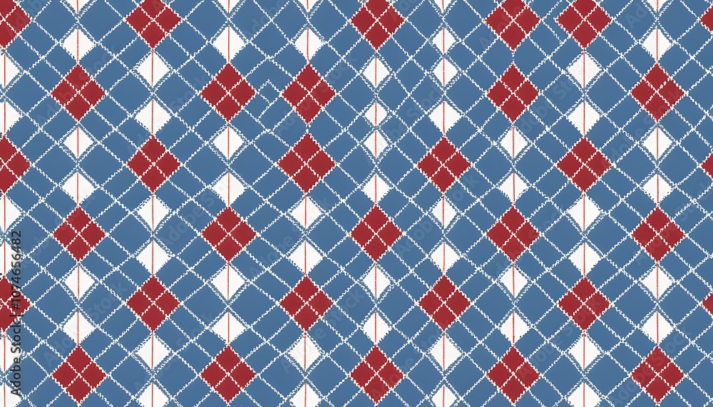 Aufkleber red and blue diamond pattern texture background. a seamless pattern of red and blue diamonds on a wh