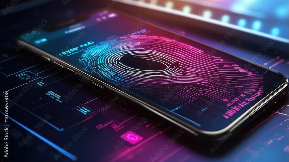 Poster futuristic banner design displaying fingerprint technology and 2fa login security for electronic ban