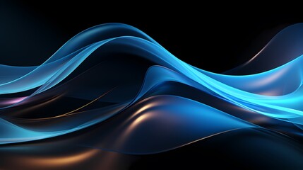 Fototapeta premium digital technology blue and black abstract wave poster background