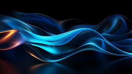 Naklejka premium digital technology blue and black abstract wave poster background