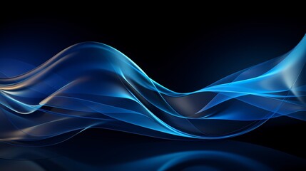 Naklejka premium digital technology blue and black abstract wave poster background