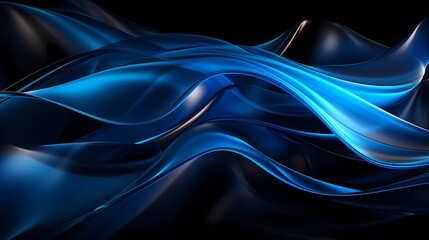 digital technology blue and black abstract wave poster background