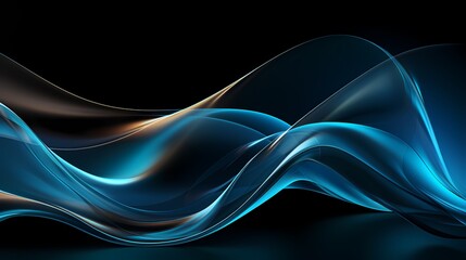 digital technology blue and black abstract wave poster background