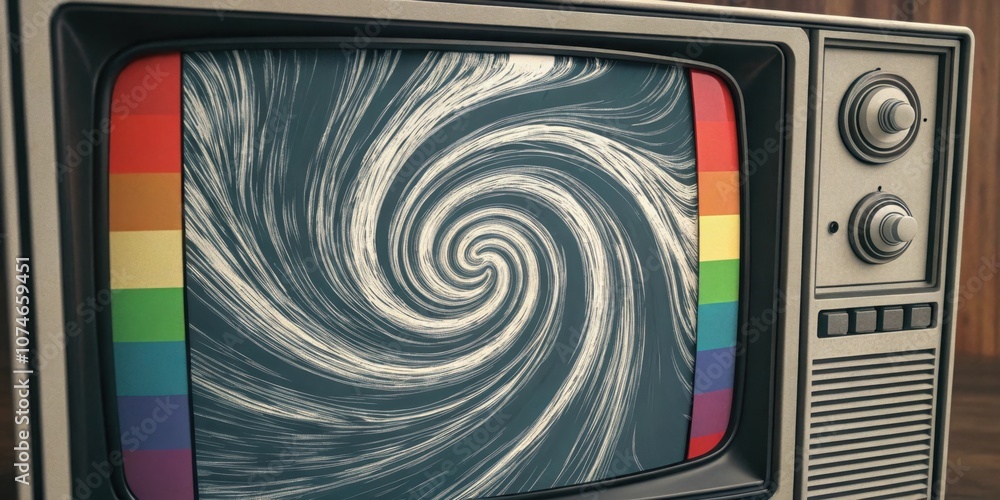 Poster static dreams a closeup of a television screen showing a swirling mix of gray and white static borde
