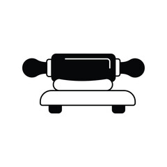 rolling pin glyph icon with white background vector stock illustration