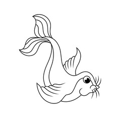 Doodle cute character illustration seal sticker outline