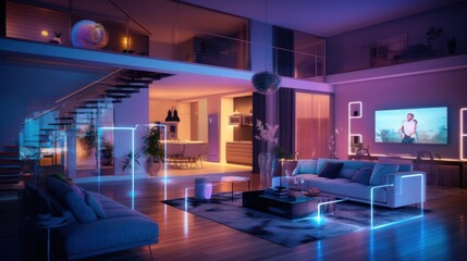 Modern Living Room with Smart Home Technology