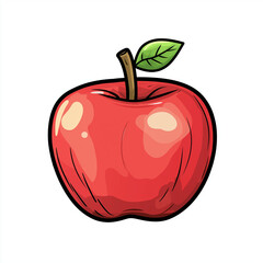 cartoon illustration of red apple on white background