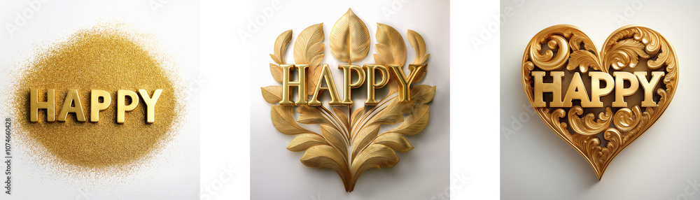 Aufkleber three gold representations of the word 