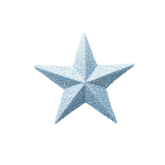 Obraz premium Solo una stella tridimensionale color argento su uno sfondo bianco trasparente da personalizzare con auguri e marchi