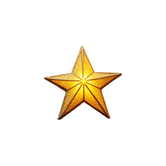 Fototapeta premium Una stella di Natale color oro, scintillante al centro, su uno sfondo bianco trasparente da personalizzare con auguri e marchi