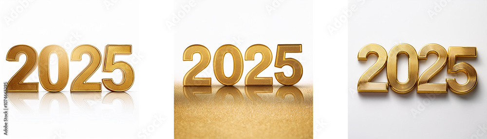 Poster the year 2025 is shown three times, each with a slightly different background.
