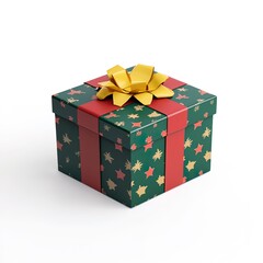 Christmas gift box on white background side view