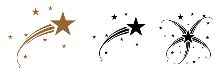 Falling star icon. Gold shooting star © Subhan