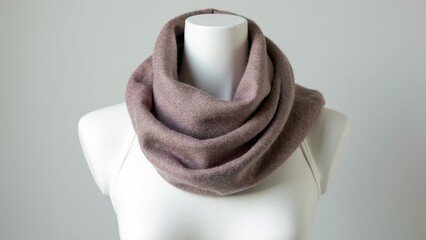 Elegant Wool Scarf Draped Over a White Mannequin Torso