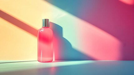 Product Bottle with Colored Background and Sunlight