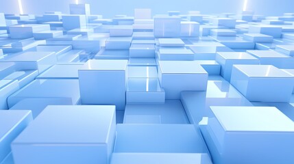 3d rendering of white and blue abstract geometric background. Scene for advertising, technology, showcase, banner, game, sport, cosmetic, business, metaverse. Sci-Fi Illustration. Product display