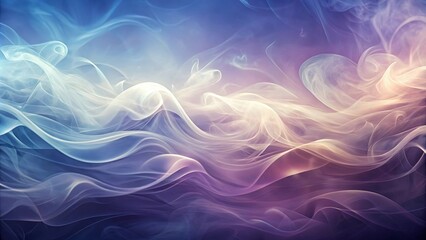 Abstract Swirling Smoke in Hues of Blue and Peach, Creating a Dreamlike and Ethereal Atmosphere