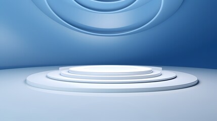 Obraz premium 3d rendering of white and blue abstract geometric background. Scene for advertising, technology, showcase, banner, game, sport, cosmetic, business, metaverse. Sci-Fi Illustration. Product display
