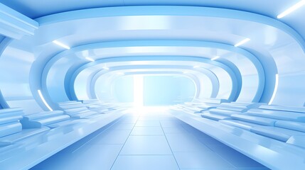 Obraz premium 3d rendering of white and blue abstract geometric background. Scene for advertising, technology, showcase, banner, game, sport, cosmetic, business, metaverse. Sci-Fi Illustration. Product display