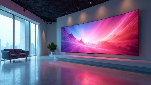Sleek Curved Display in a Modern Showroom Setting