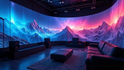 Immersive Audio-Visual Room with Stunning Mountain Screens