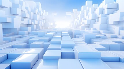 Fototapeta premium 3d rendering of white and blue abstract geometric background. Scene for advertising, technology, showcase, banner, game, sport, cosmetic, business, metaverse. Sci-Fi Illustration. Product display