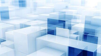 Obraz premium 3d rendering of white and blue abstract geometric background. Scene for advertising, technology, showcase, banner, game, sport, cosmetic, business, metaverse. Sci-Fi Illustration. Product display