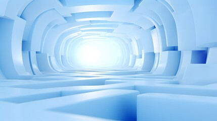 Obraz premium 3d rendering of white and blue abstract geometric background. Scene for advertising, technology, showcase, banner, game, sport, cosmetic, business, metaverse. Sci-Fi Illustration. Product display