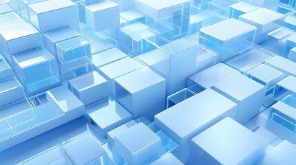 Obraz premium 3d rendering of white and blue abstract geometric background. Scene for advertising, technology, showcase, banner, game, sport, cosmetic, business, metaverse. Sci-Fi Illustration. Product display