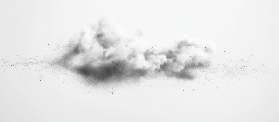 Fototapeta premium A single cloud with delicate network lines in front of a white background.