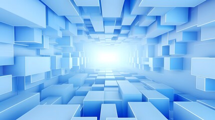 3d rendering of white and blue abstract geometric background. Scene for advertising, technology,...