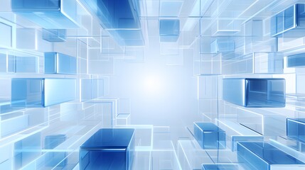 3d rendering of white and blue abstract geometric background. Scene for advertising, technology, showcase, banner, game, sport, cosmetic, business, metaverse. Sci-Fi Illustration. Product display
