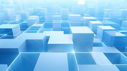 Fototapeta premium 3d rendering of white and blue abstract geometric background. Scene for advertising, technology, showcase, banner, game, sport, cosmetic, business, metaverse. Sci-Fi Illustration. Product display