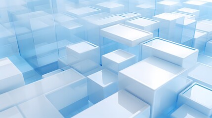 Obraz premium 3d rendering of white and blue abstract geometric background. Scene for advertising, technology, showcase, banner, game, sport, cosmetic, business, metaverse. Sci-Fi Illustration. Product display