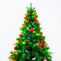 Decorated christmas tree on a white isolated background