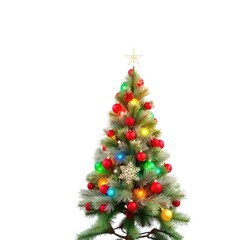 Fototapeta premium Decorated christmas tree on a white isolated background