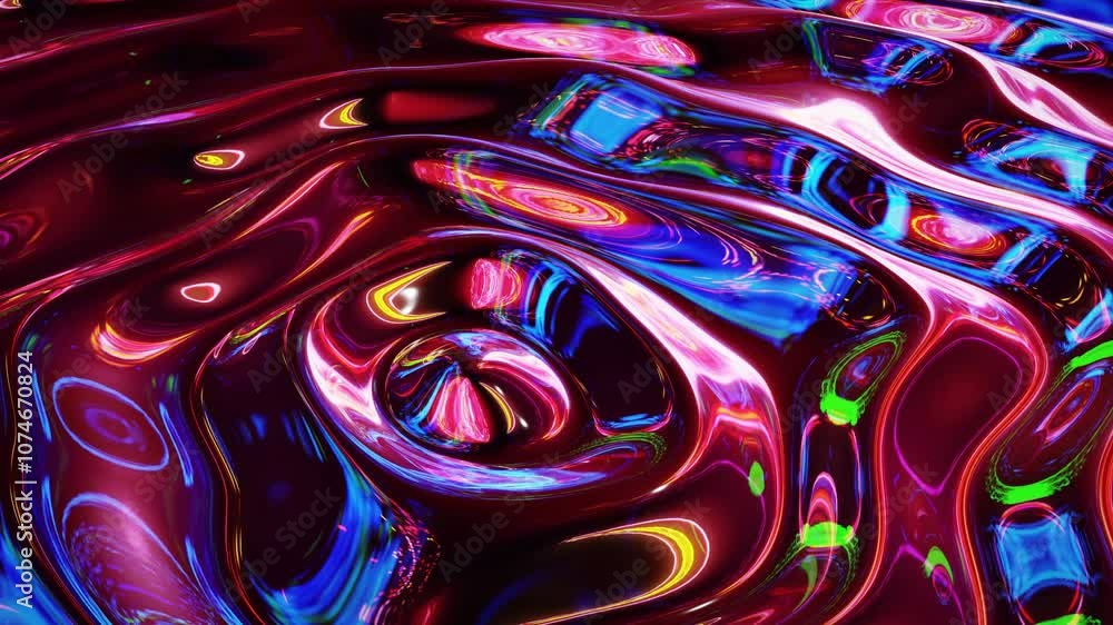 Poster looped abstract iridescent fluid background. beautiful wavy glass surface of liquid with pattern, gr