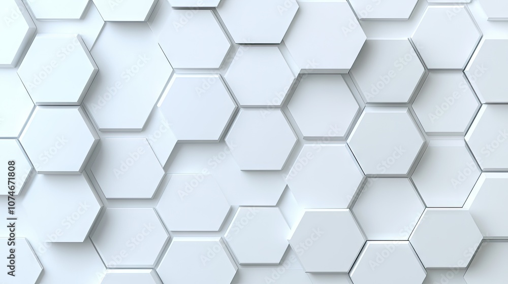Poster explore an abstract world of hexagonal patterns with a light gradient background, perfect for techno
